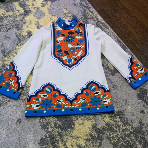 Vintage Tunic Top Size Small 70s Bohemian Print - Picture 3 of 7